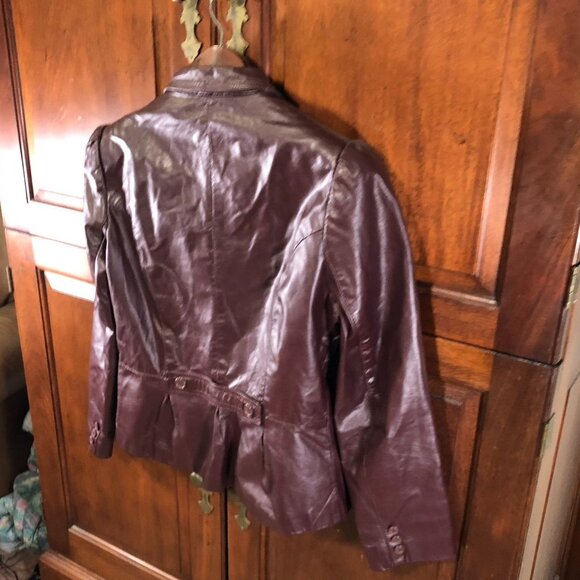 Winlit Women's Leather Blazer Jacket Size 15-16 Red Button Front Y2K - Picture 16 of 16